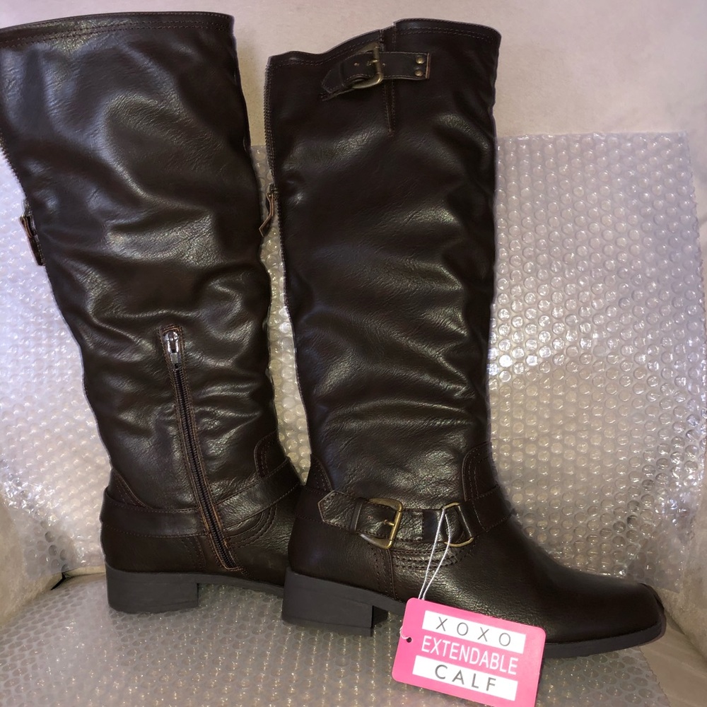 XOXO Tall Boots Extendable Calf Brown